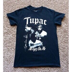 Tupac All Eyes On Me T-Shirt Men's Small Black Graphic 90s Rap Shirt